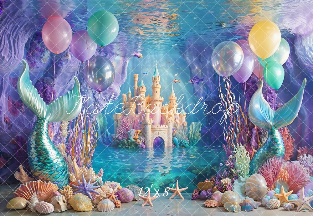 Kate Cake Smash Mermaid Castle Underwater Backdrop Designed by Emetselch
