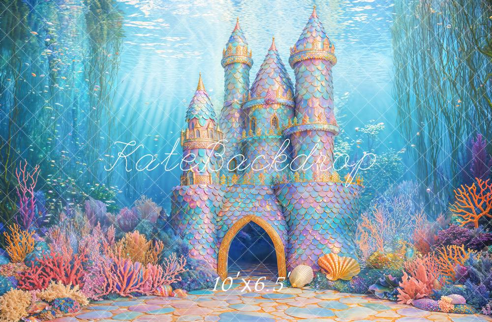 Kate Mermaid Underwater Castle Coral Backdrop Designed by Emetselch