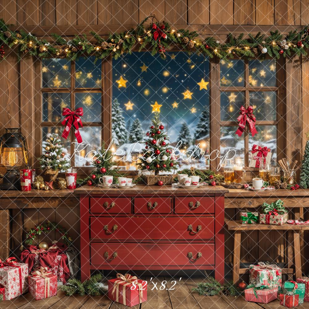 Kate Christmas Indoor Rustic Cabinet Window Gifts Backdrop Designed by Emetselch