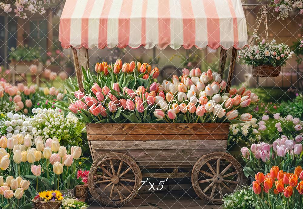 Kate Spring Tulips Flower Cart Backdrop Designed by Emetselch