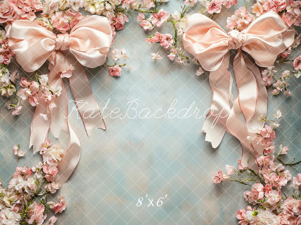 Kate Floral Bow Pink Ribbon Backdrop Designed by Lidia Redekopp