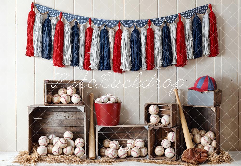 Kate Sports Baseball Crates Red Blue Backdrop Designed by Emetselch