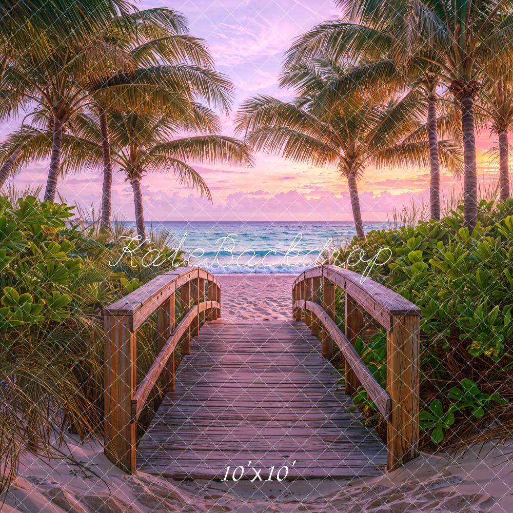 Kate Beach Tropical Sunset Palm Trees Backdrop Designed by Emetselch
