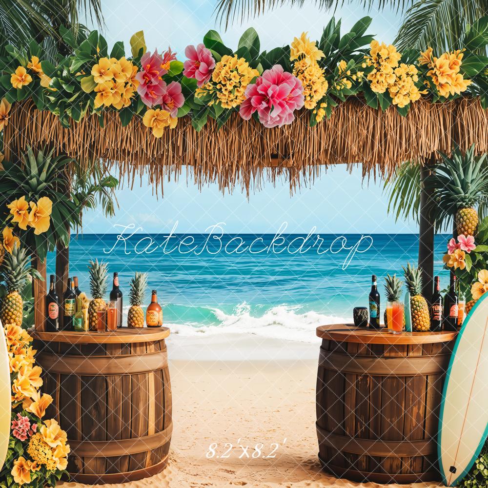 Kate Summer Tropical Beach Tiki Bar Backdrop Designed by Emetselch