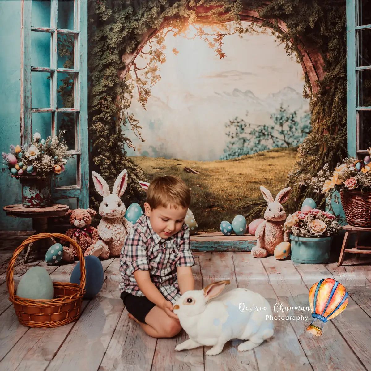 Kate Easter Bunny Hole View Alice in Wonderland Style Backdrop for Storybook-themed Photoshoots