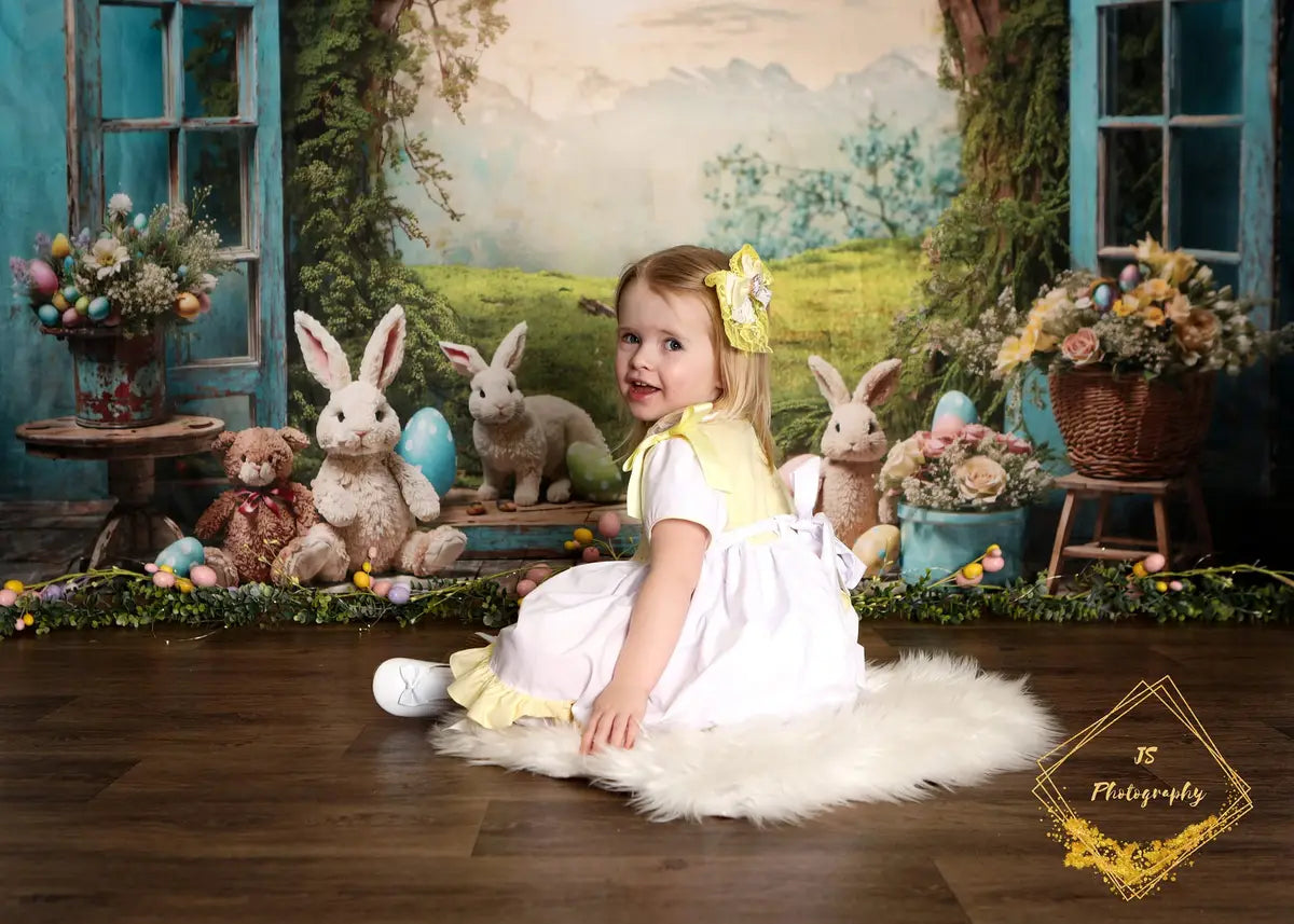 Kate Easter Bunny Hole View Alice in Wonderland Style Backdrop for Storybook-themed Photoshoots