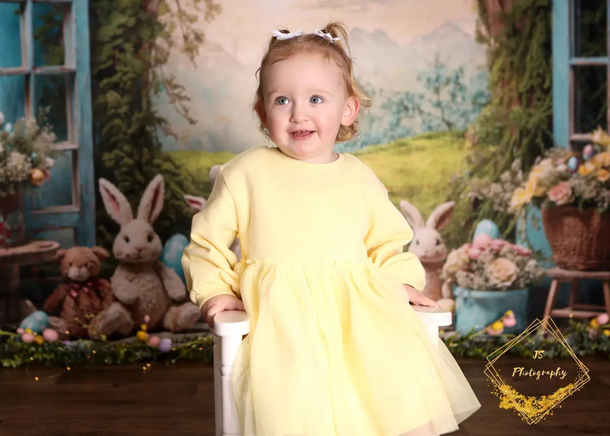 Kate Easter Bunny Hole View Alice in Wonderland Style Backdrop for Storybook-themed Photoshoots