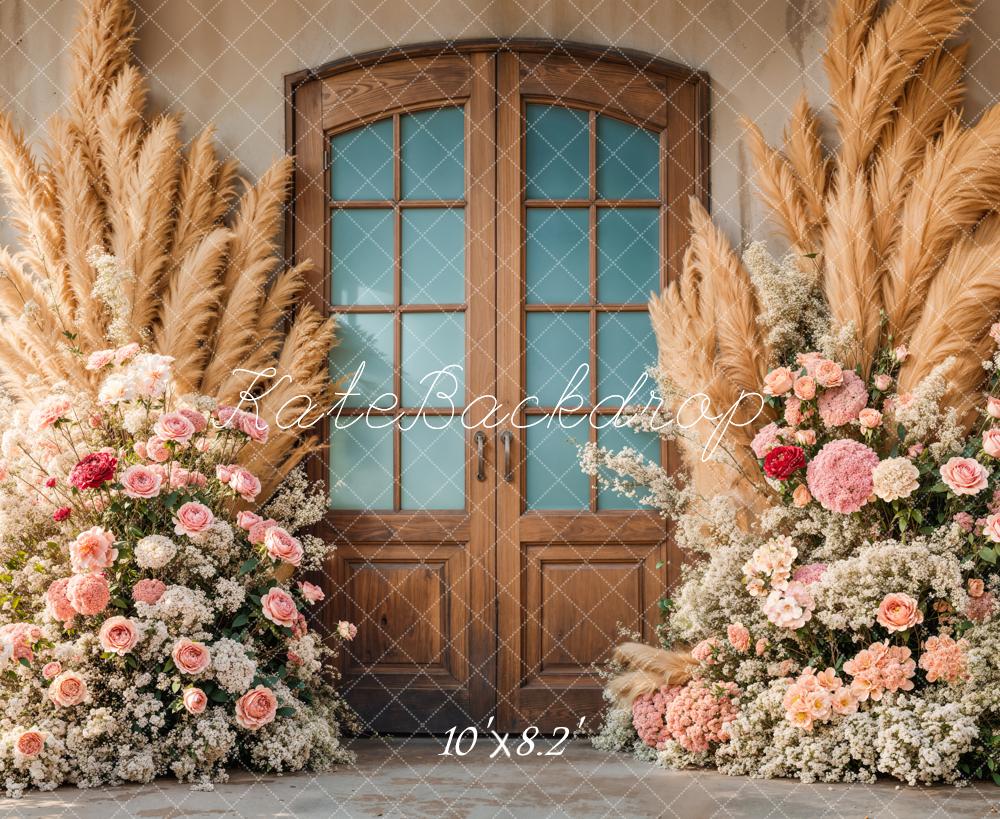 Kate Boho Pampes Floral Door Backdrop Designed by Emetselch