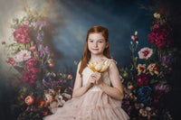 Kate Spring Fine Art Oil Painterly Floral Dark Teal Backdrop Designed by Mini MakeBelieve