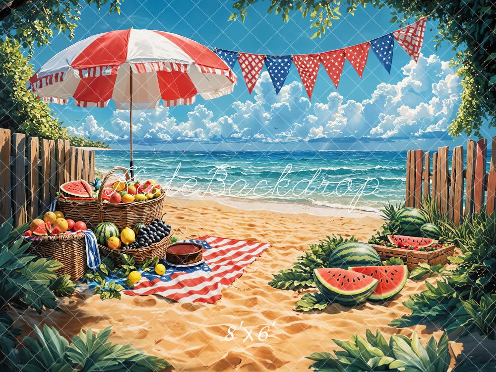 Kate Independence Day Summer Beach Watermelon Backdrop Designed by Emetselch