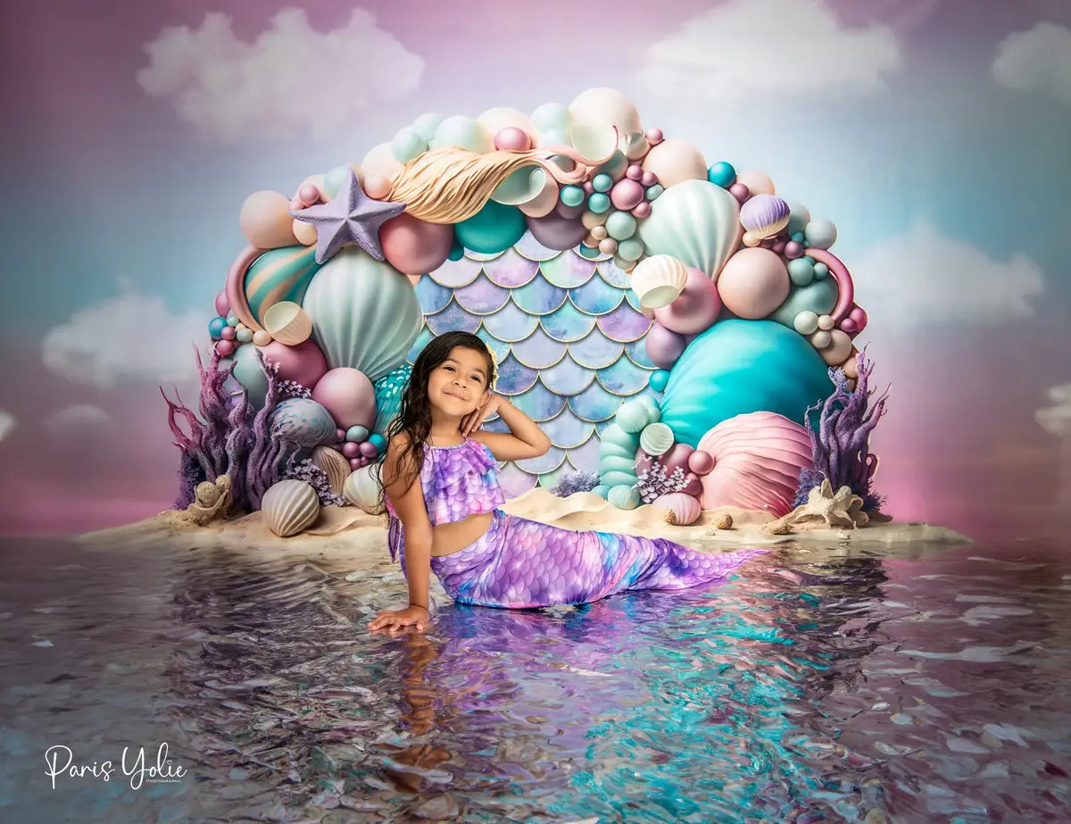 Kate Mermaid Balloons Arch Backdrop Designed by Ashley Paul