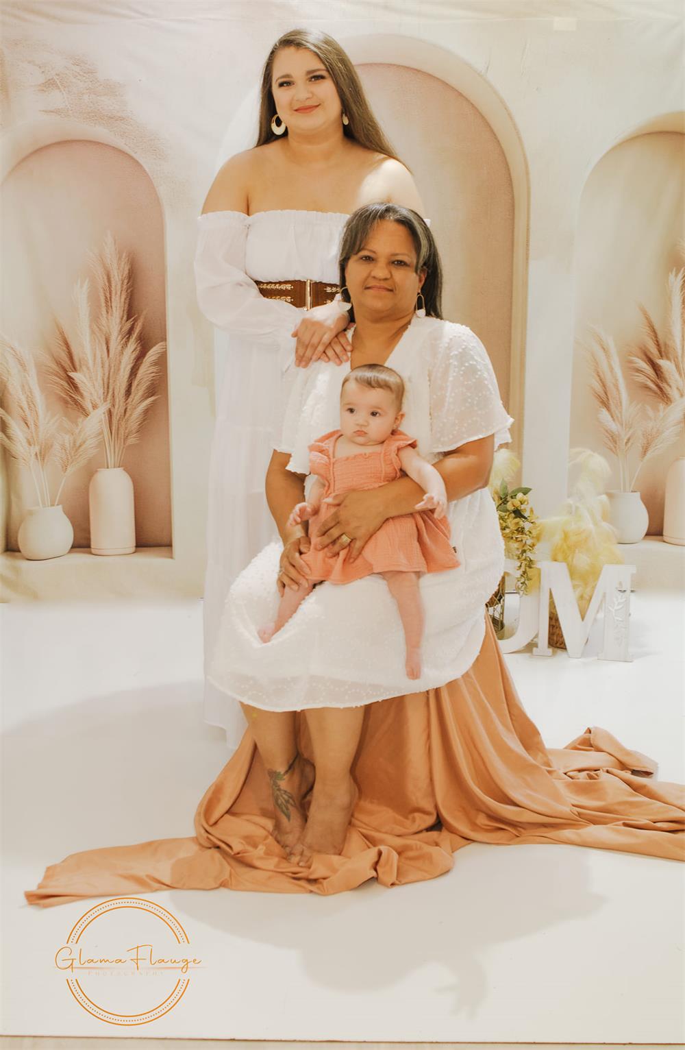 Kate Boho Neutral Pampas Grass Beige Arch Wall Backdrop Designed by Patty Robert