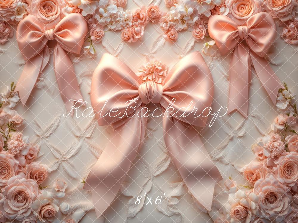 Kate Pink Bow Floral Ribbon Backdrop Designed by Lidia Redekopp