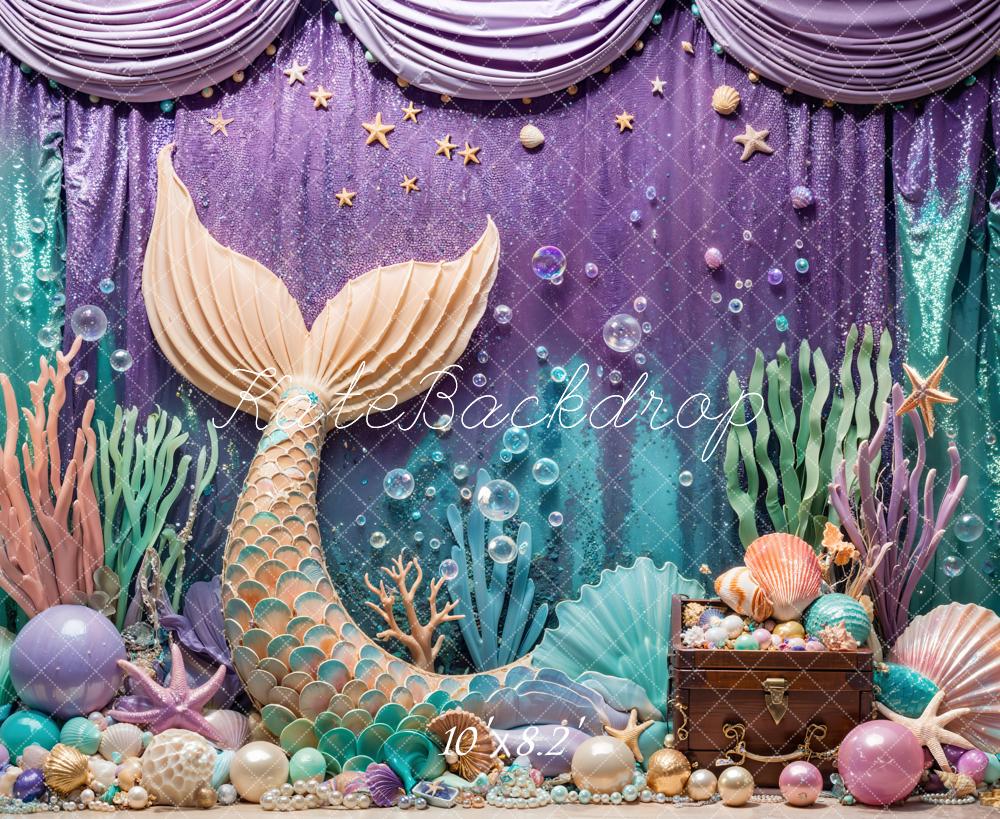 Kate Mermaid Underwater Fantasy Treasure Chest Backdrop Designed by Emetselch