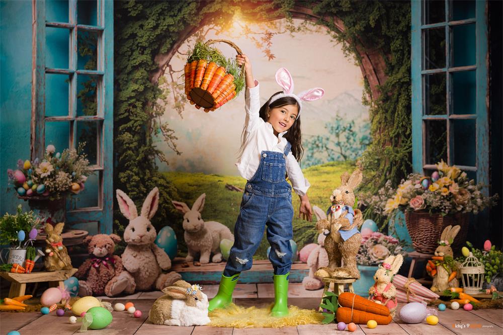 Kate Easter Bunny Hole View Alice in Wonderland Style Backdrop for Storybook-themed Photoshoots