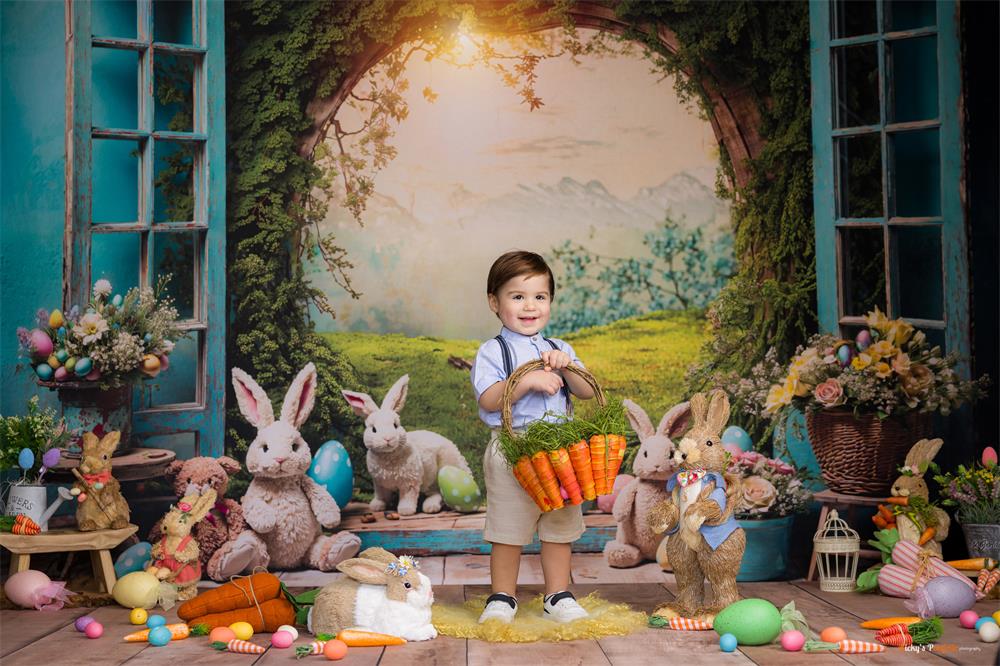 Kate Easter Bunny Hole View Alice in Wonderland Style Backdrop for Storybook-themed Photoshoots