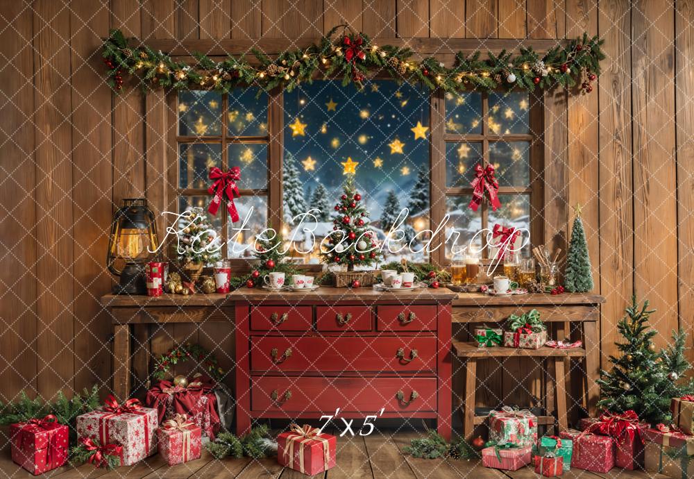 Kate Christmas Indoor Rustic Cabinet Window Gifts Backdrop Designed by Emetselch