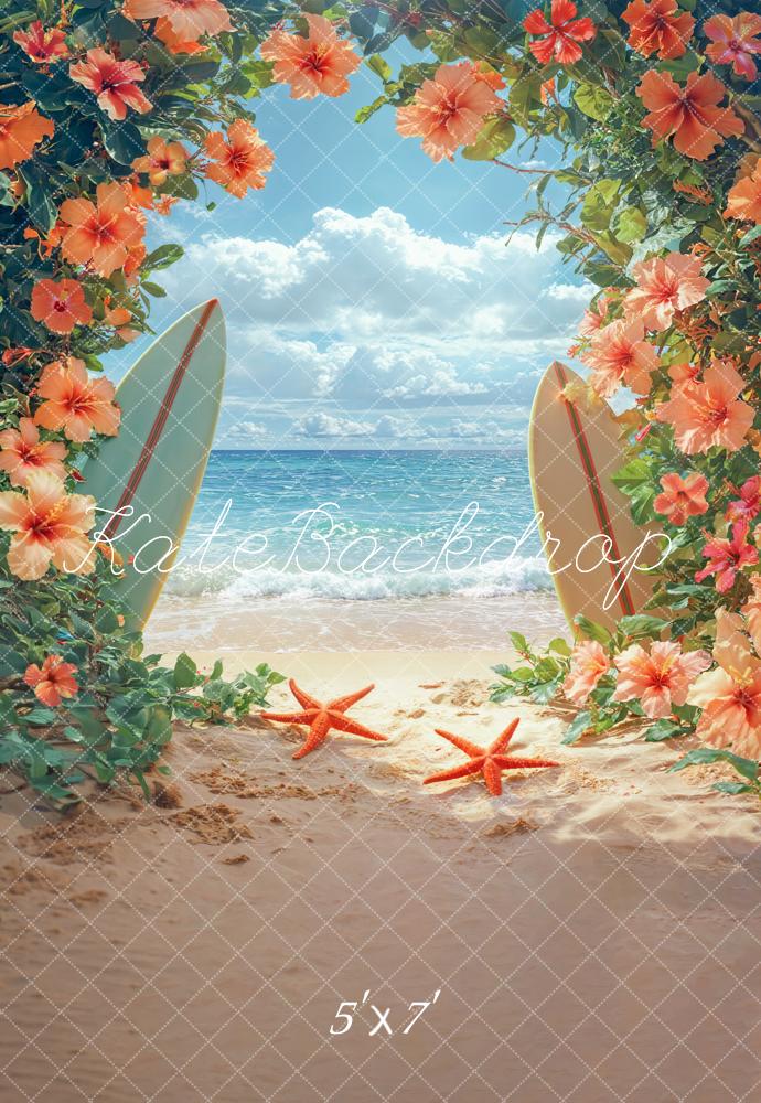 Kate Summer Beach Surfboard Floral Backdrop Designed by Emetselch