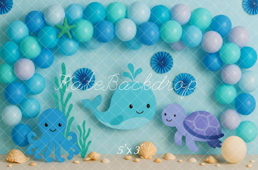 Kate Cake Smash Underwater Animals Balloon Backdrop Designed by Patty Roberts