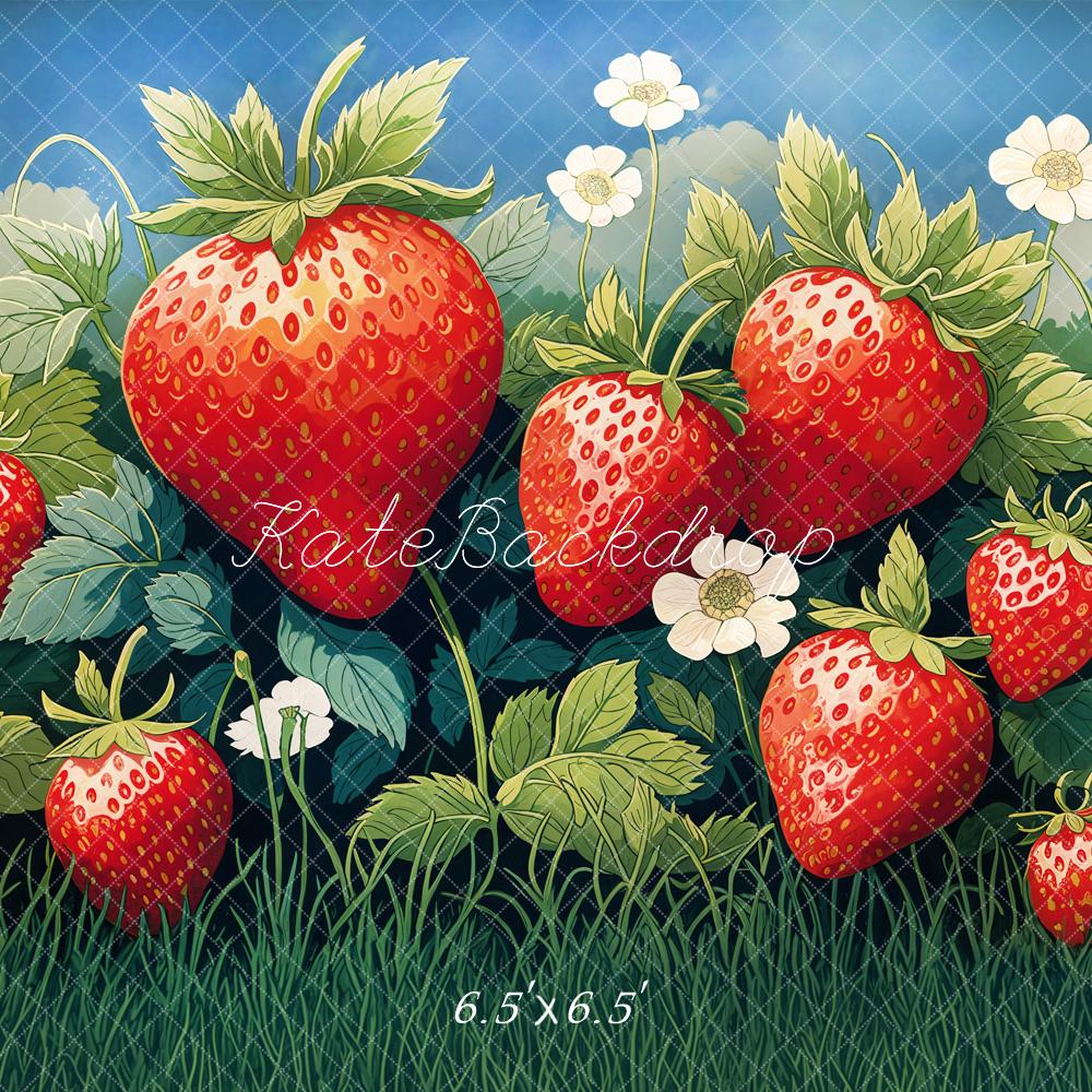 Kate Summer Strawberry Field Grass Backdrop Designed by Emetselch