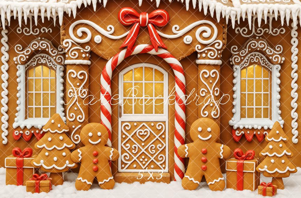 Kate Christmas Gingerbread House Bow Backdrop Designed by Patty Roberts