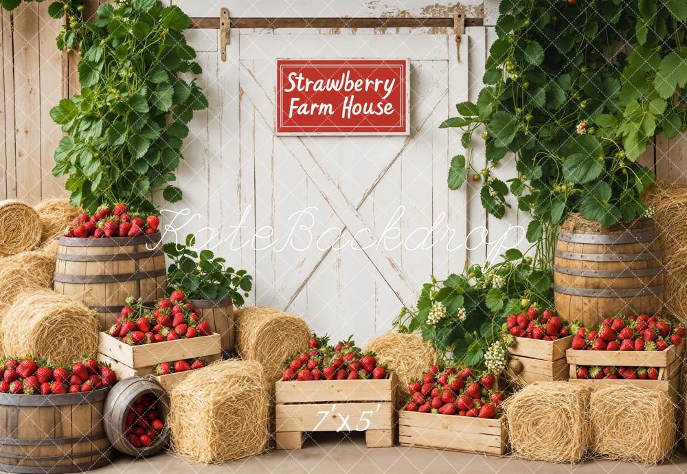Kate Strawberry Farmhouse Rustic Hay Bales Backdrop Designed by Kate Image
