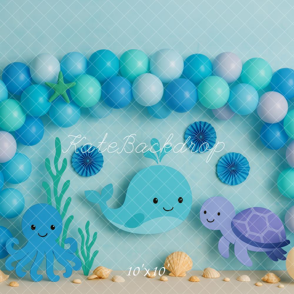 Kate Cake Smash Underwater Animals Balloon Backdrop Designed by Patty Roberts