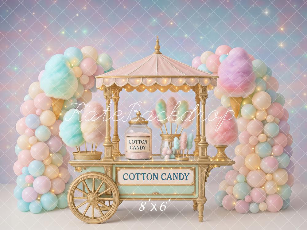 Kate Birthday Cotton Candy Stand Balloon Arch Backdrop Designed by Ashley Paul