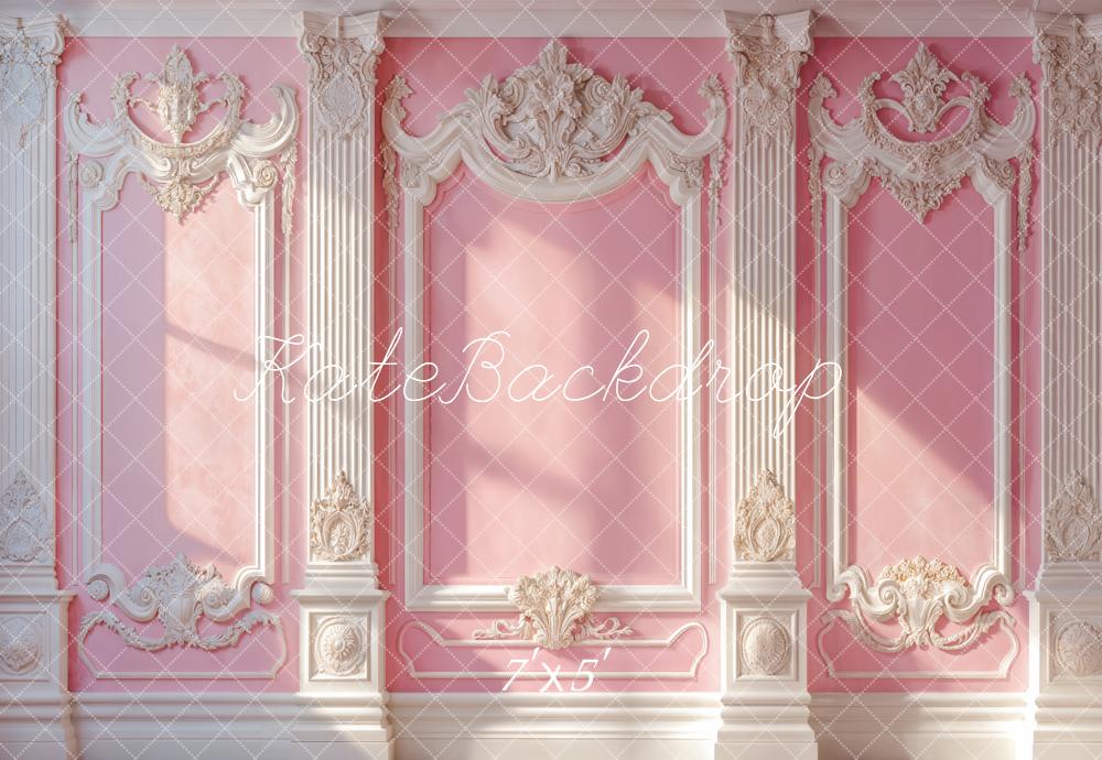 Kate Elegant Pink Retro Wall Sunlight Backdrop Designed by Emetselch