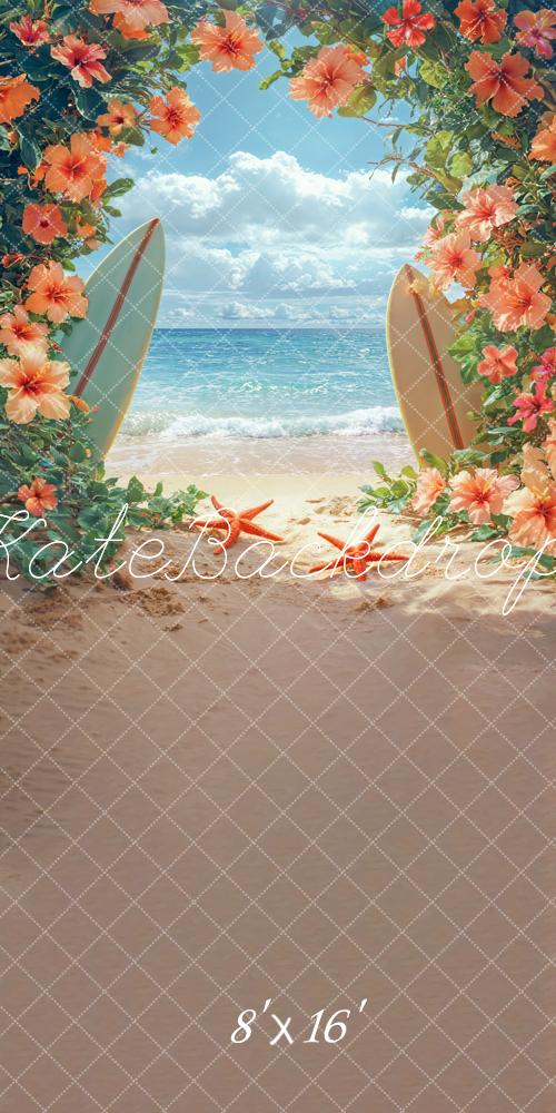 Kate Summer Beach Surfboard Floral Backdrop Designed by Emetselch