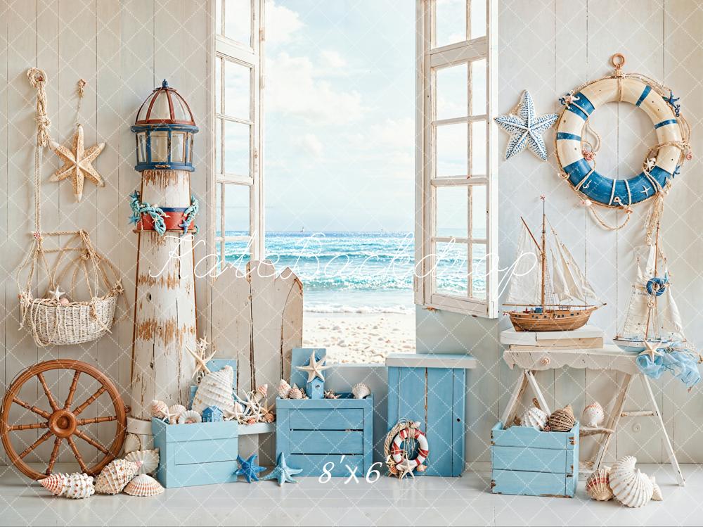 SALE Kate Nautical Beach Window Summer Backdrop Designed by Emetselch
