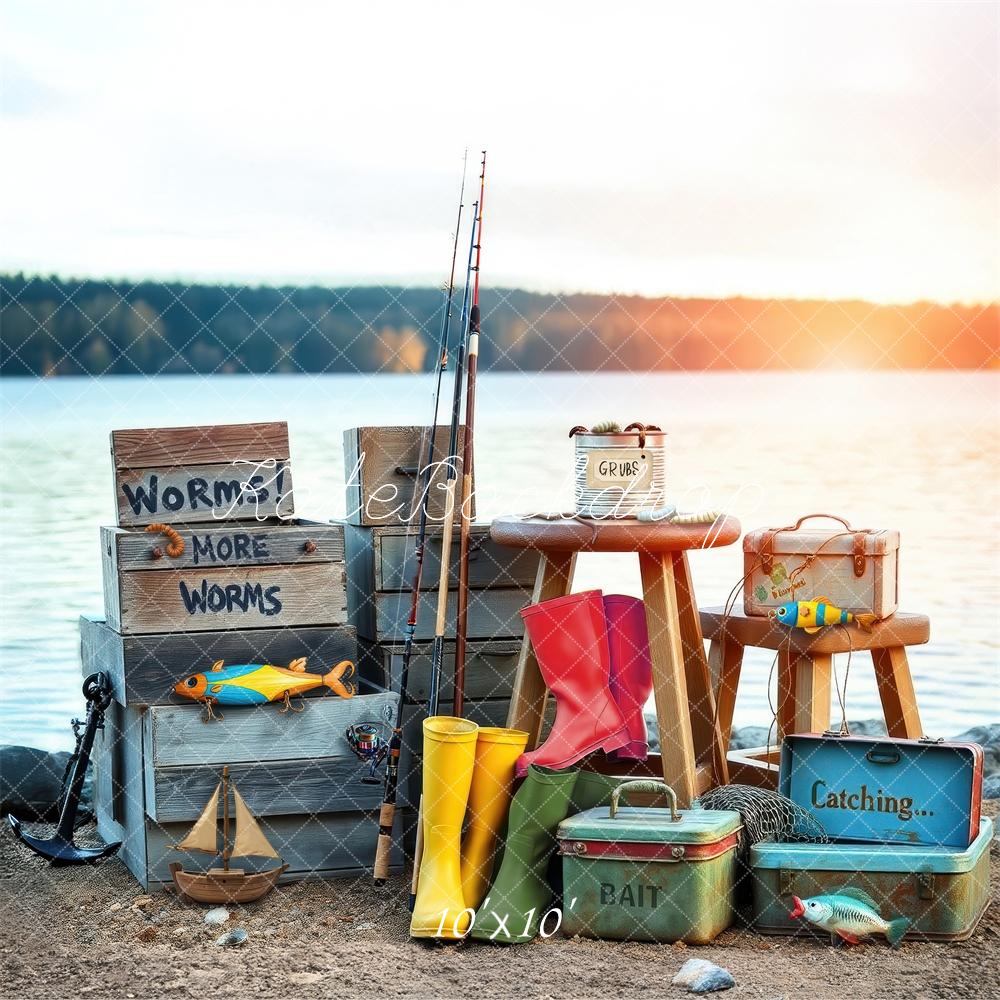 Kate Outdoor Fishing Props Lake Backdrop Designed by Laura Bybee