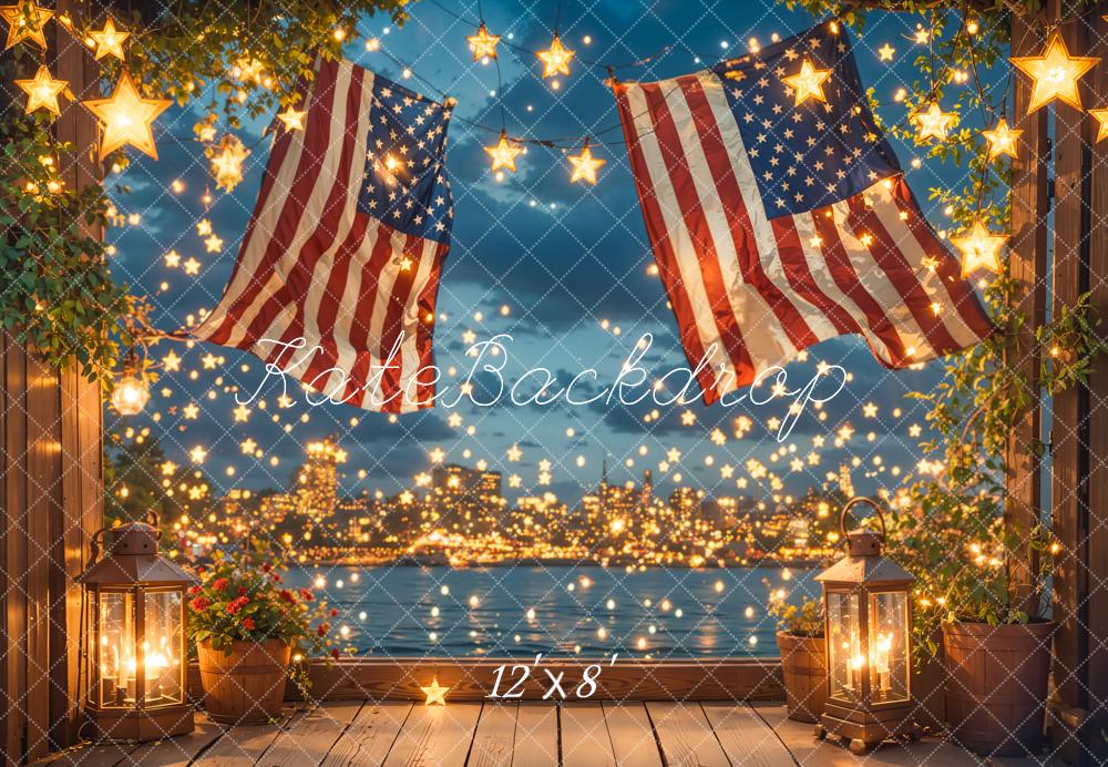 Kate Independence Day Flag Starry Night Backdrop Designed by Emetselch