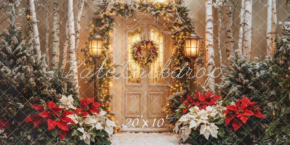 Kate Christmas Door Garland Poinsettia Tree Backdrop Designed by Emetselch