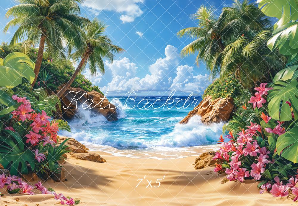 Kate Summer Beach Tropical Paradise Trees Backdrop Designed by Emetselch