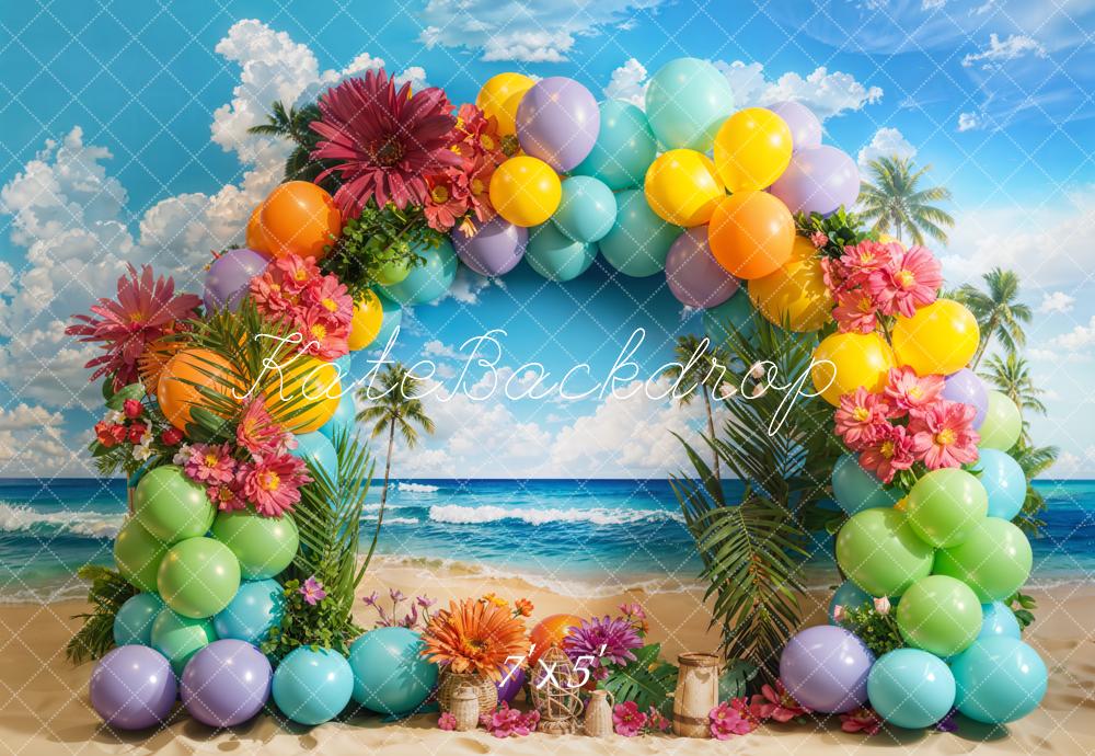 Kate Tropical Beach Balloon Arch Backdrop Designed by Emetselch