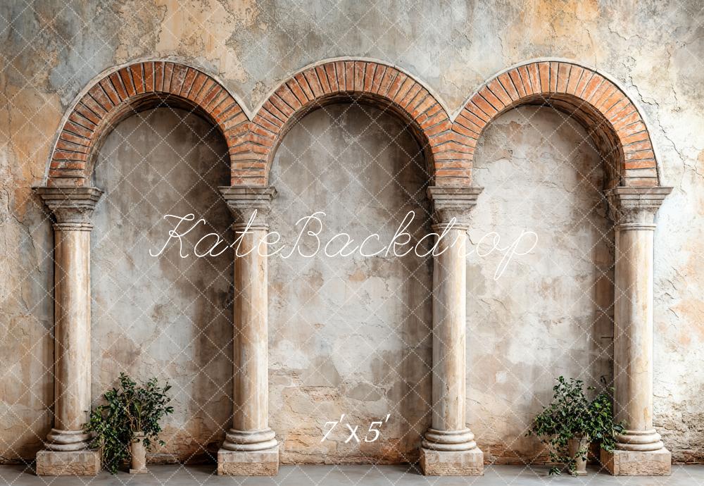 Kate Vintage Stone Wall Three Brick Columns Arch Backdrop Designed by Emetselch