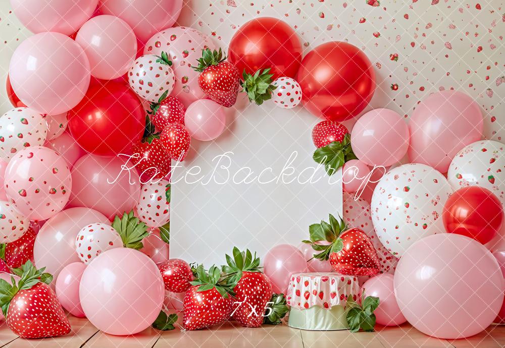 Kate Cake Smash Summer Strawberry Balloon Backdrop Designed by Emetselch