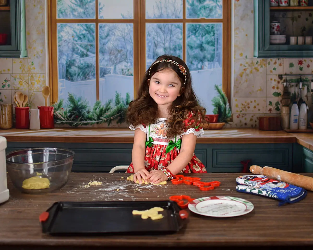 Kate Christmas Kitchen Green Cabinets Window Kitchenware Backdrop Designed by Emetselch