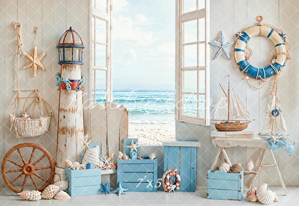 SALE Kate Nautical Beach Window Summer Backdrop Designed by Emetselch