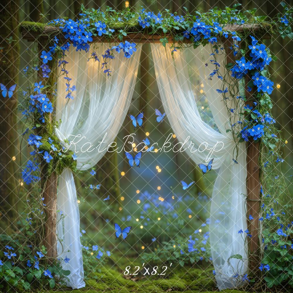Kate Fairy Forest Blue Floral Arch Butterflies Backdrop Designed by Emetselch