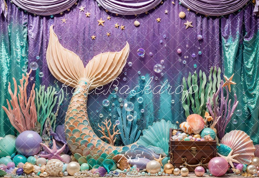 Kate Mermaid Underwater Fantasy Treasure Chest Backdrop Designed by Emetselch