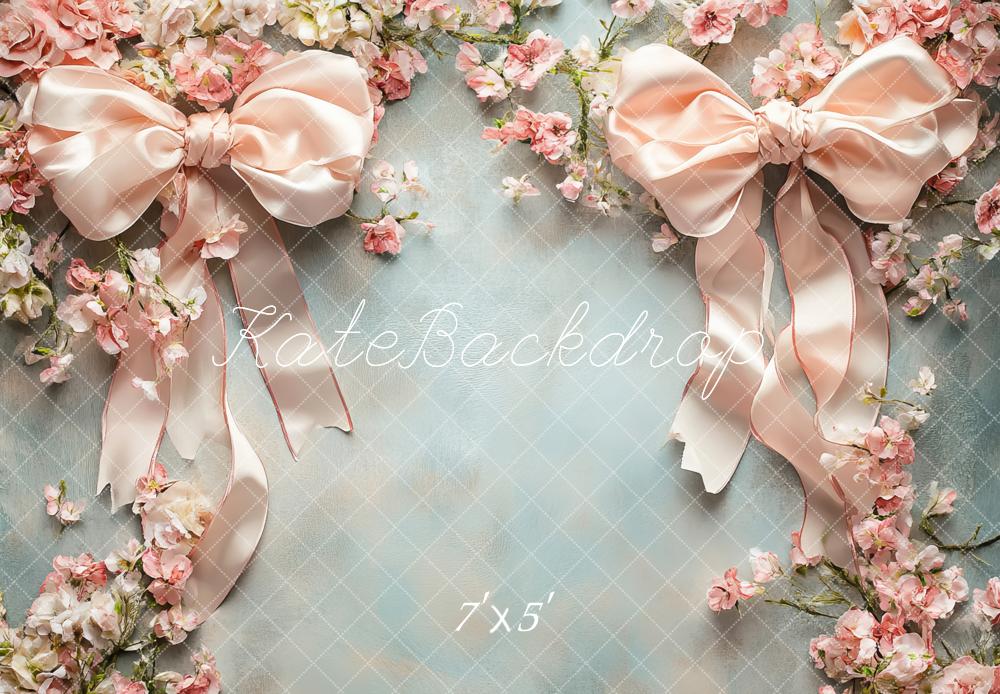 Kate Floral Bow Pink Ribbon Backdrop Designed by Lidia Redekopp
