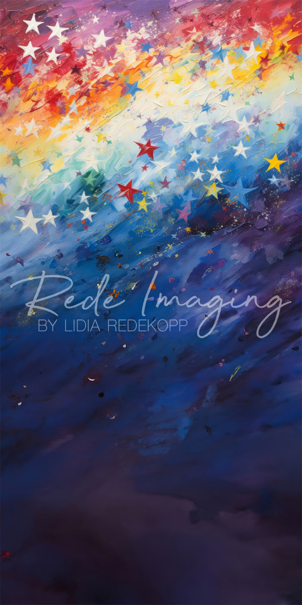 Kate Sweep Fine Art Painted Rainbow Star Gradient Wall Backdrop Designed by Lidia Redekopp