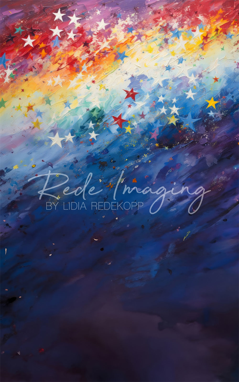 Kate Sweep Fine Art Painted Rainbow Star Gradient Wall Backdrop Designed by Lidia Redekopp