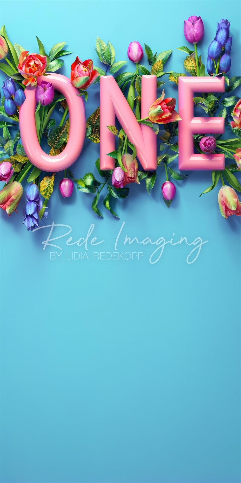 Kate Sweep Fine Art Colorful Tulip Flower One Sign Backdrop Designed by Lidia Redekopp