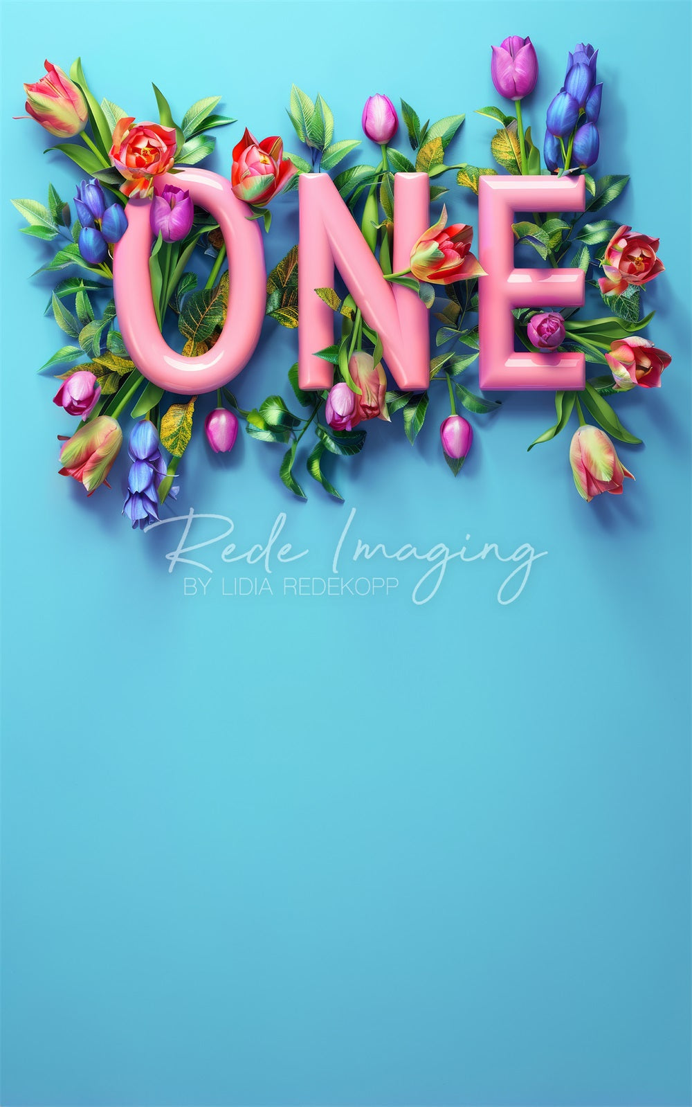 Kate Sweep Fine Art Colorful Tulip Flower One Sign Backdrop Designed by Lidia Redekopp