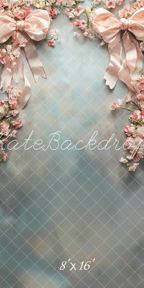 Kate Sweep Floral Bow Pink Ribbon Backdrop Designed by Lidia Redekopp