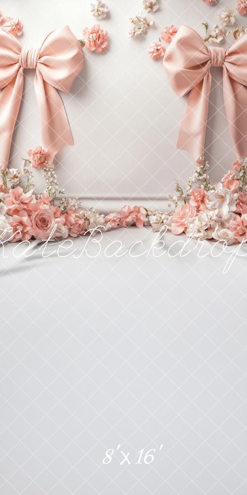 Kate Sweep Elegance  Pink Bow Floral Backdrop Designed by Lidia Redekopp