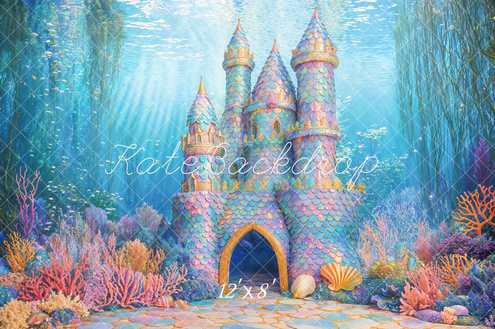 Kate Mermaid Underwater Castle Coral Backdrop Designed by Emetselch